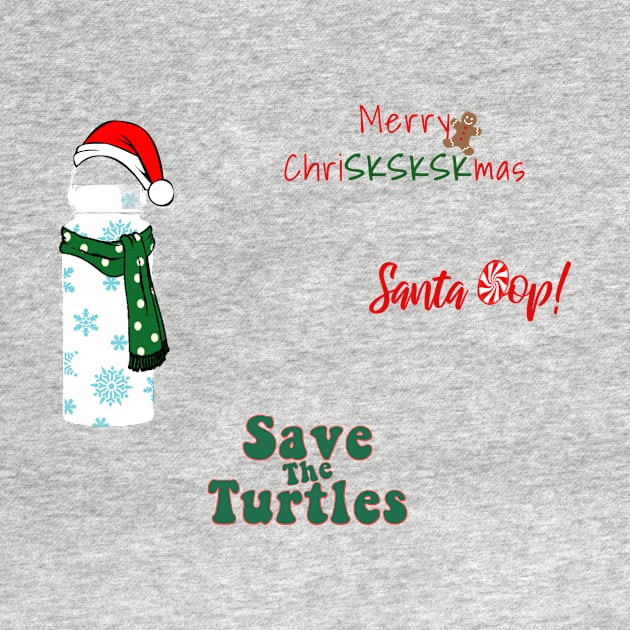 Christmas Holiday Water Bottle Sticker Set Gifts Save the Turtles Santa Oop VSCOGRL Visco Girl Red Green Merry Christmas SKSKSK by gillys